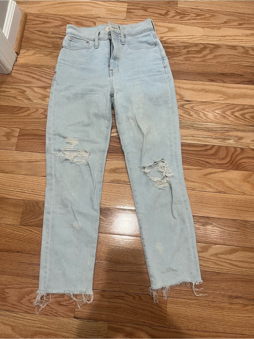 Madewell Light Blue Straight ‘the mom’ Distressed Jeans (size 24) OPEN TO TRADES
